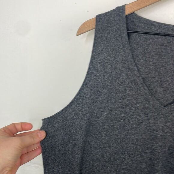 Madewell Heather Gray Knit Dress Shirt Strapless size Large 100% Cotton - Picture 9 of 13